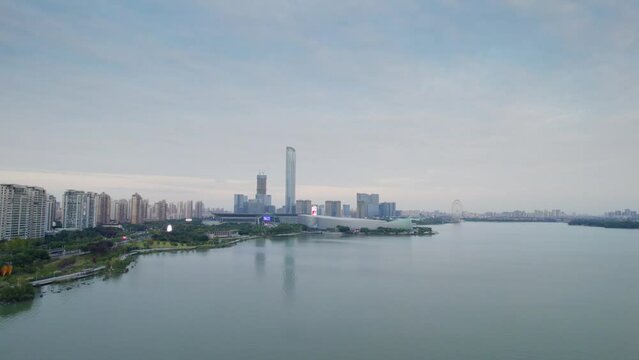Urban scenery of Jinji Lake East CBD, Suzhou, Jiangsu, China