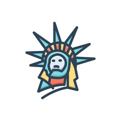 Color illustration icon for liberty