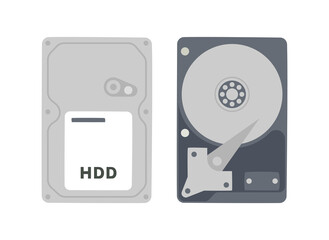 computer parts. HDD hard disk. flat design style vector illustration. - obrazy, fototapety, plakaty