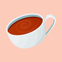 Cup with a hot chocolate. Seasonal sweet hot drink illustration. Hot chocolate vector illustration.