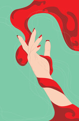 Caucasian hand with red nails poster