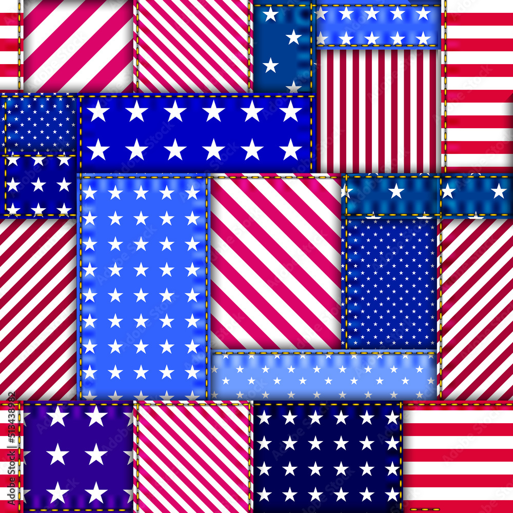 Poster Patchwork textile pattern. Seamless quilting design background.