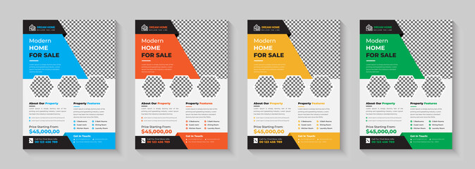 Modern Home Sale Real Estate Flyer, Real Estate Flyer Design, Real Estate Dream Home Construction Business Flyer, Creative and clean real estate flyer