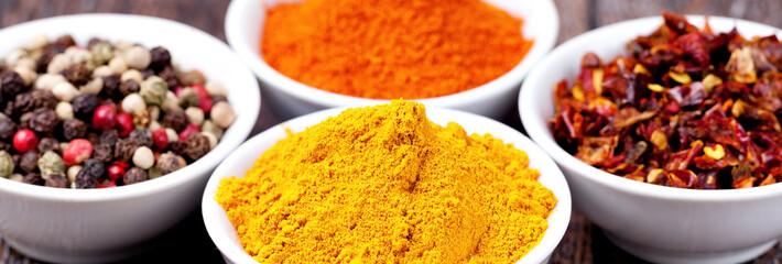 Spices Curry, Peppers Mix and paprika