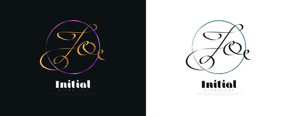 JQ Initial Signature Logo Design with Elegant and Minimalist Gold Handwriting Style. Initial J and Q Logo Design for Wedding, Fashion, Jewelry, Boutique and Business Brand Identity
