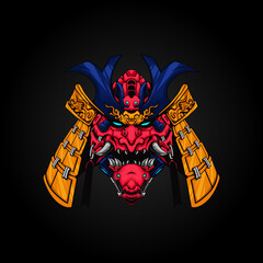 Illustration Mecha Samurai Vector Art