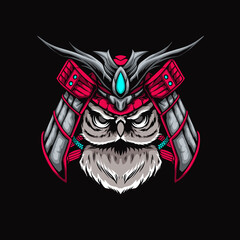 Owl Samurai Illustration Vector