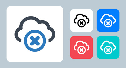 Cloud Error icon - vector illustration . Cloud, Server, Error, Storage, Data, Denied, Warning, Stop, fail, Network, line, outline, flat, icons .