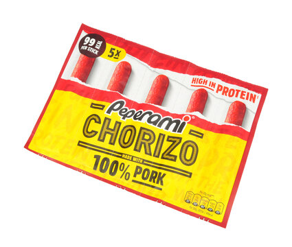 Peperami chorizo pork snack salami sausages in a pack of five
