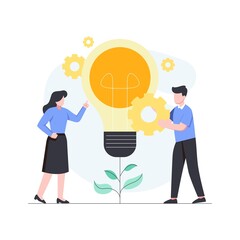 Business team illustration concept thinking about ideas