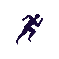 Fototapeta na wymiar Dark blue silhouette of running sportsman flat style, vector illustration