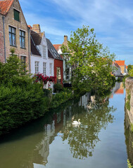 Fototapeta na wymiar Bruges city, a beautiful medieval town in Flanders, Belgium, famously known for the canals and the astonishing architecture. 