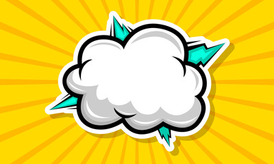 comic pop art yellow background with cloud illustration 