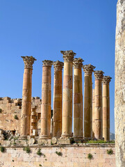 Temple of Artemis, at the ancient town of Jerash (or Gerasa), in Jordan, Middle East, Asia. It is a...