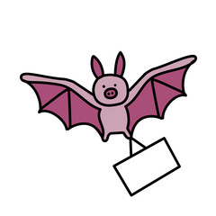 コウモリ（蝙蝠）とメッセージボード
