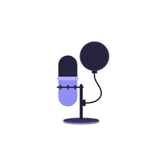 Microphone on short stand for streamer flat style, vector illustration