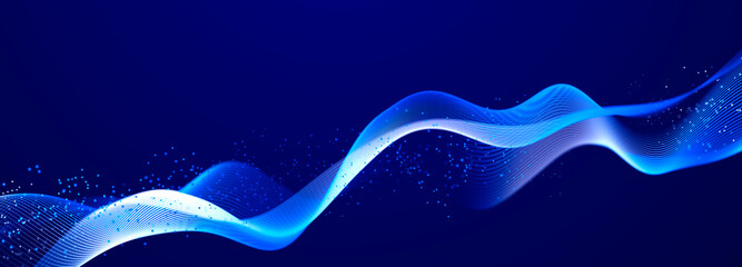 Digital technology background. Dynamic wave of glowing points. Futuristic background for presentation design. 3d