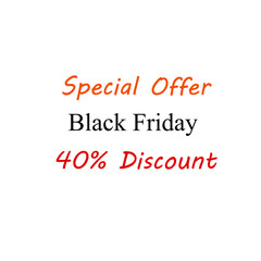 Fototapeta na wymiar Special offer black friday 40 percent discount business advertisement icon sticker