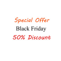 Fototapeta na wymiar Special offer black friday 50 percent discount business advertisement icon sticker