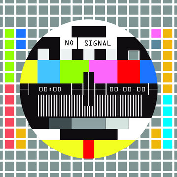 Television Test Of Stripes . Signal TV Pattern Test Or Television Color Bars Signal. End Of The TV ColorS Bars For Background.