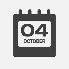 Icon page calendar day 4 October, template date