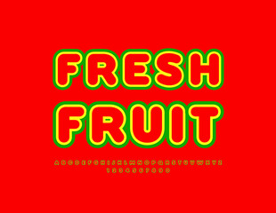 Obraz premium Vector colorful Emblem Fresh Fruit. Bright Stylish Font. Modern artistic Alphabet Letters and Numbers