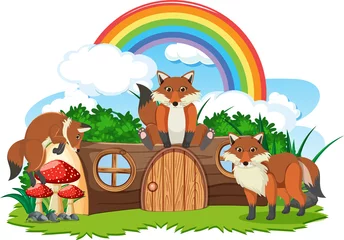 Fox group with mushroom house © blueringmedia