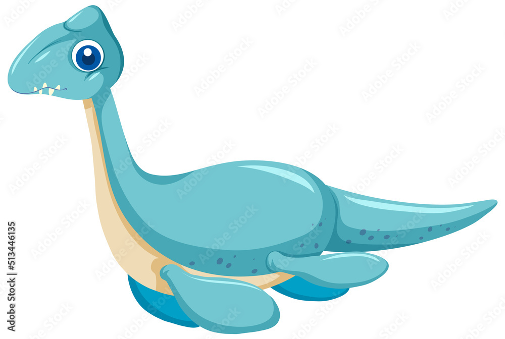 Wall mural cute plesiosaurus dinosaur cartoon