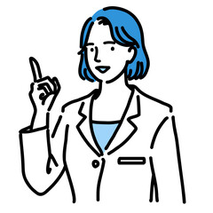 提案している白衣を着た女性
