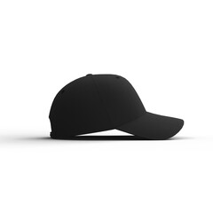 Black Cap on White Background for Mockup. 3D Illustration. File with Clipping Path.