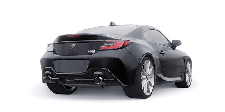 Paris, France - 4 March 2022. Toyota GR 86 2022. Black compact sports coupe. 3d render