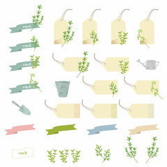 ハーブとタグとリボン素材