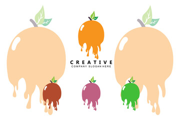 Vector illustration of mango logo, fresh fruit, grown in the garden, orange is sweet and fresh