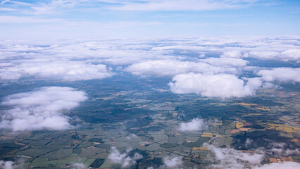 Aerial view of English countryside seen from the plane