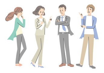 Fototapeta premium simple illustration set of thinking people