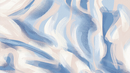 Calming canvas artwork, abstract paint strokes, acrylic painting, artistic texture. Beige, periwinkle and blue