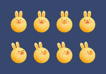 Obraz premium Festivals in Taiwan and China: mid-autumn festival, moon in rabbit shape, cute mascot character vector