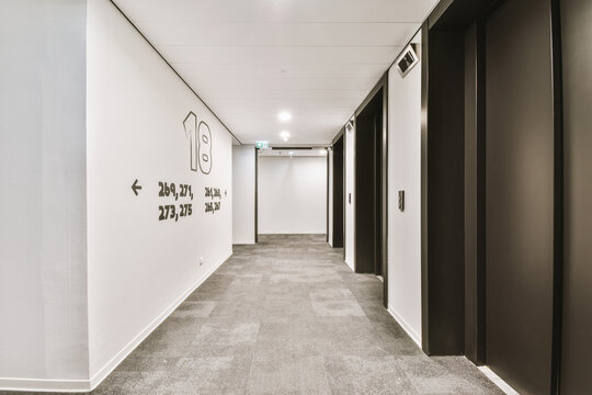 Modern elevator in apartment building hall