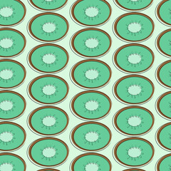 Hand drawn pattern green kiwis