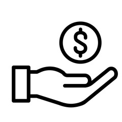 Salary, sell, money, business, buy, hand glyph icon