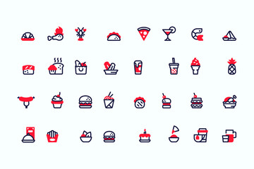 Food and Cooking color icon, Minimalism vector symbols, line stock icons set for mobile and desktop screens design.