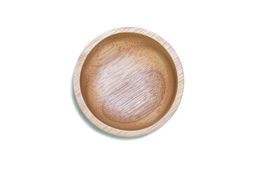 Empty wooden tray on white background.