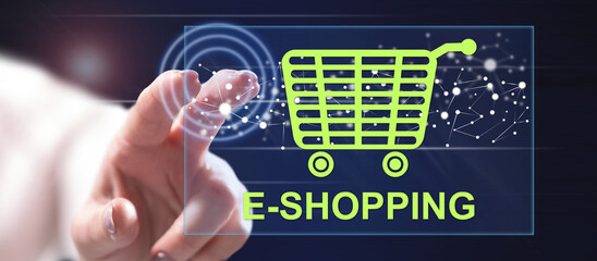 Woman touching an e-shopping concept