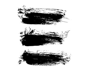 Set of black hand drawn brush strokes