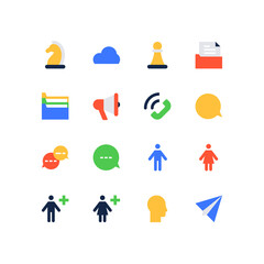 Messengers and communication - set of flat design style icons