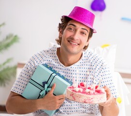 The young man celebrating his birthday in hospital