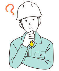 作業服男性　はてな　ヘルメット