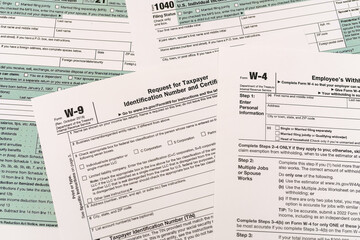empty 1040 individual tax form ready to fill in office desk
