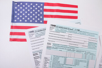 tax forms are not carefully arranged in the workplace in the office.