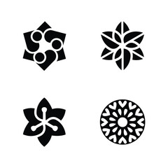 Octagon ornament solid icon, chinese, japanese, korean circle vector set
